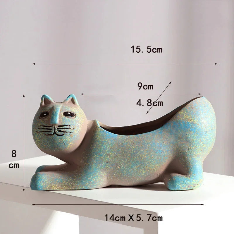 Blue Kitty Ceramic Pots