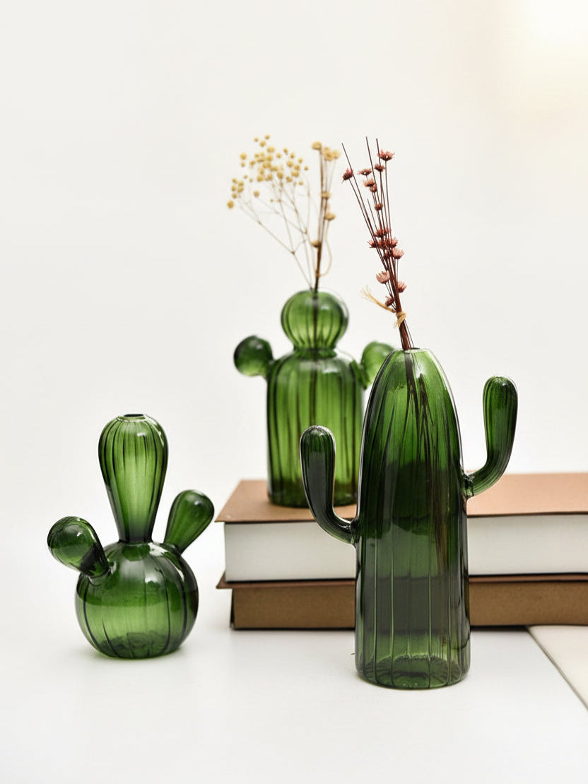 Cactus glass vase