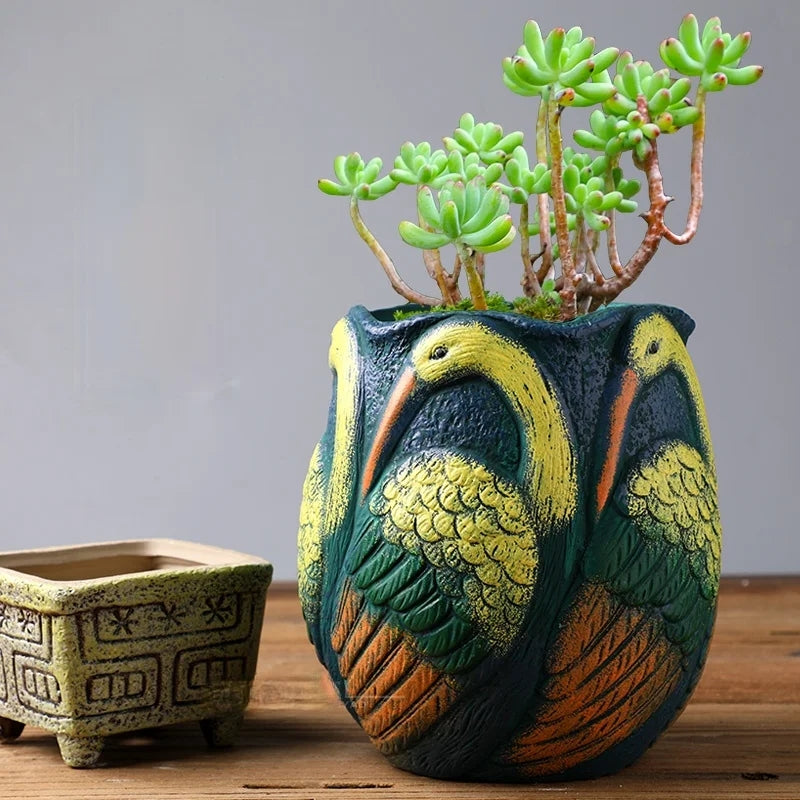 Bird / Butterfly Ceramic Pot