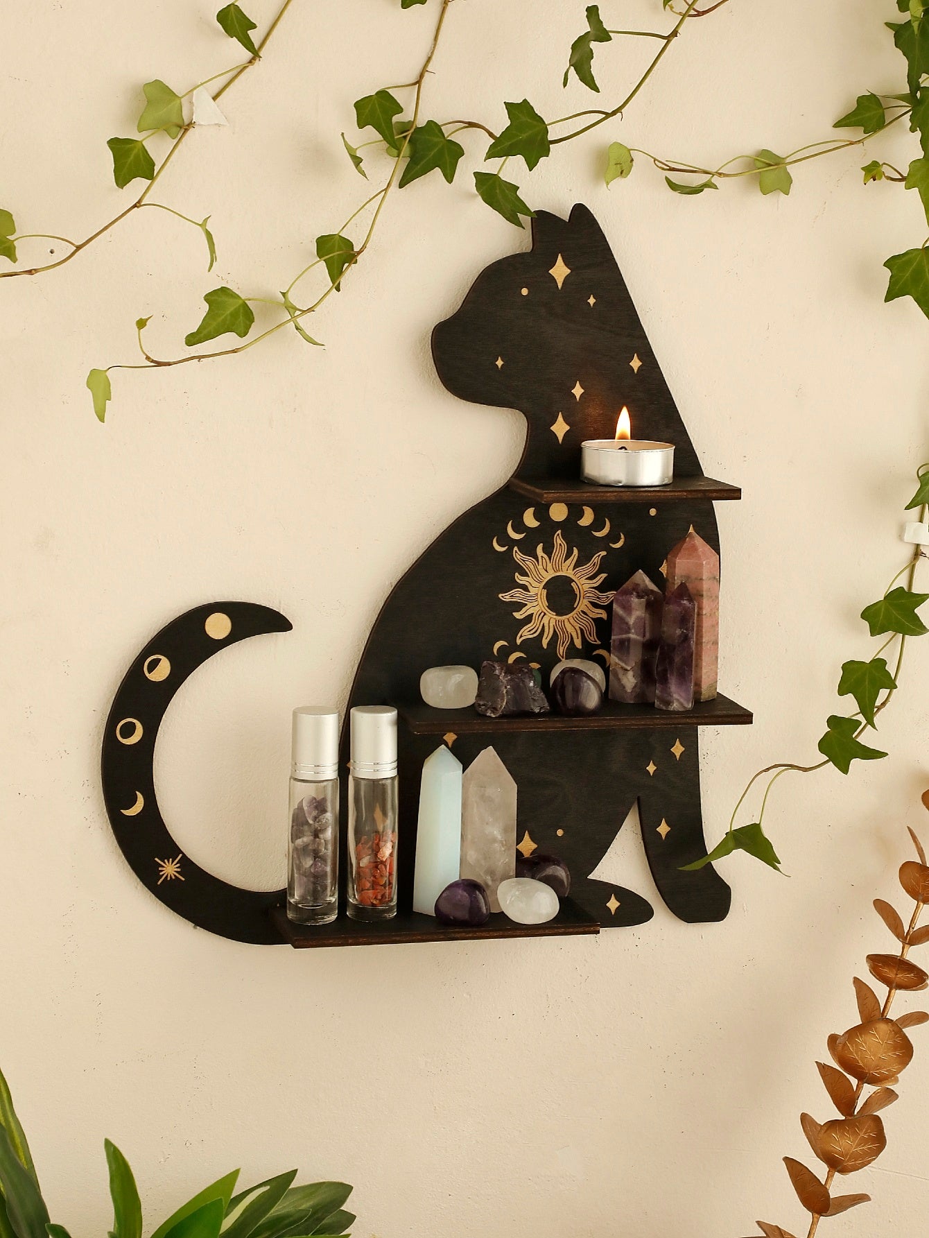 Black Cat Wooden Shelf