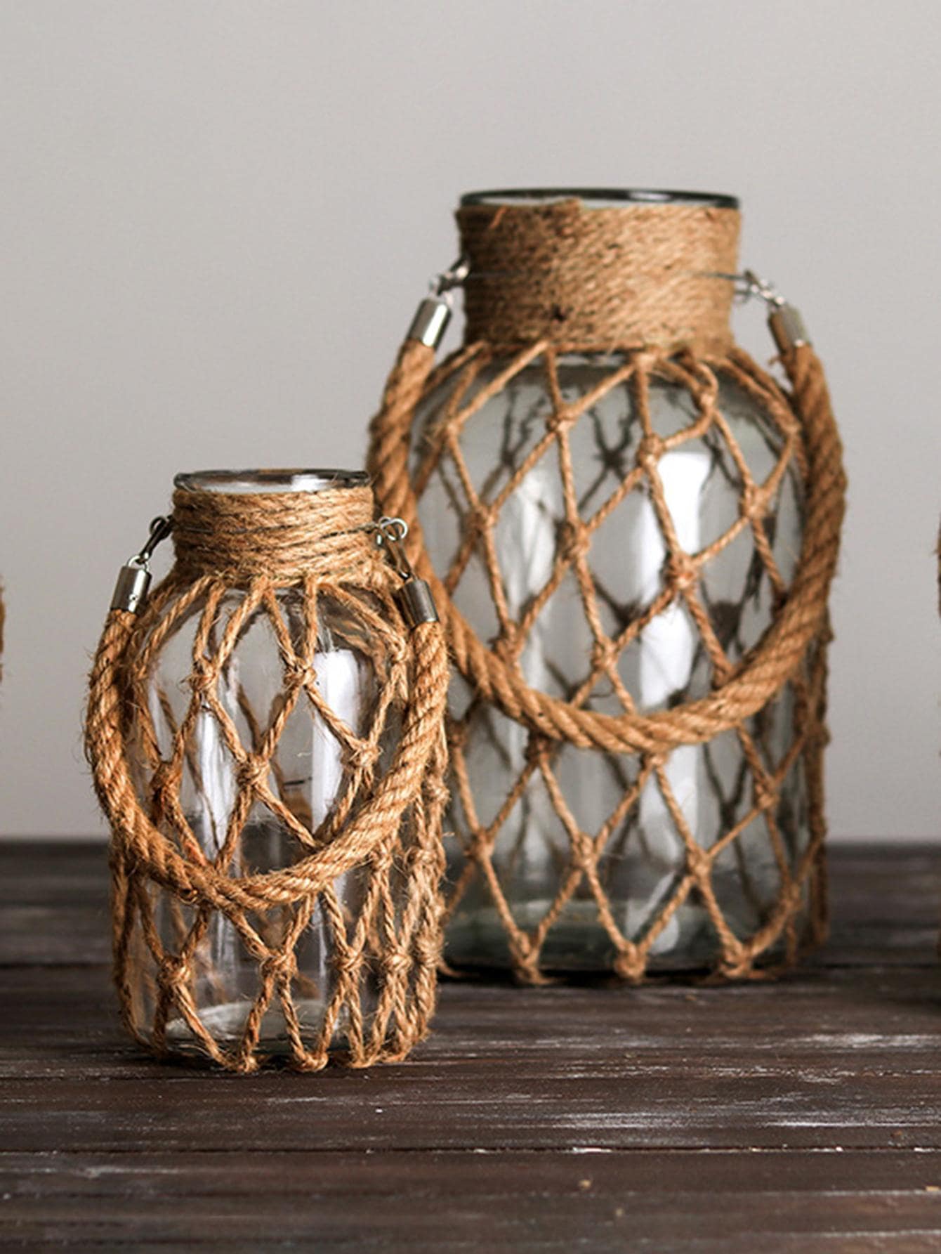 Rustic Woven Rope Glass Jars