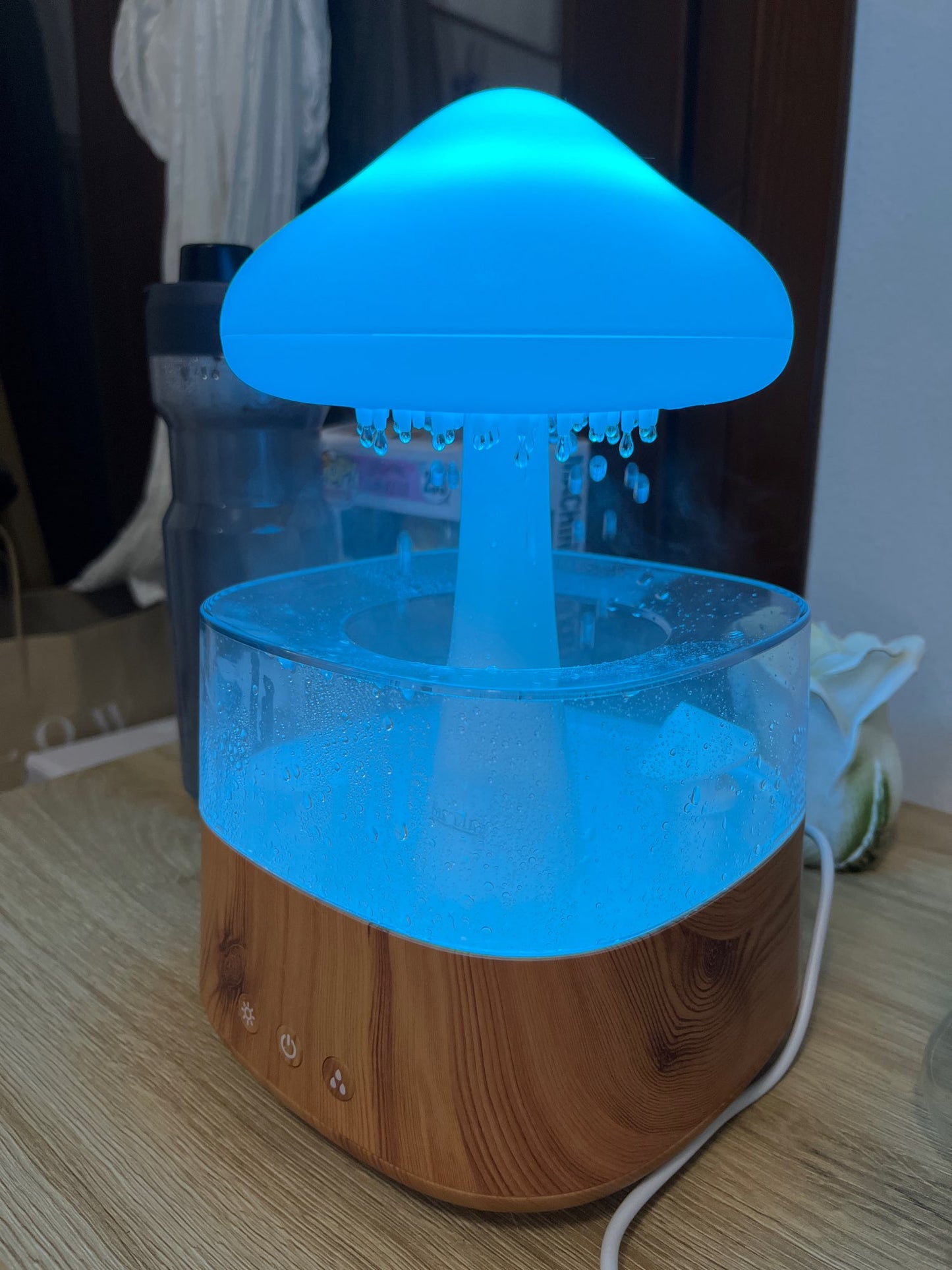 Mushroom Rain Cloud Aroma Diffuser Air Humidifier Night Light With RC