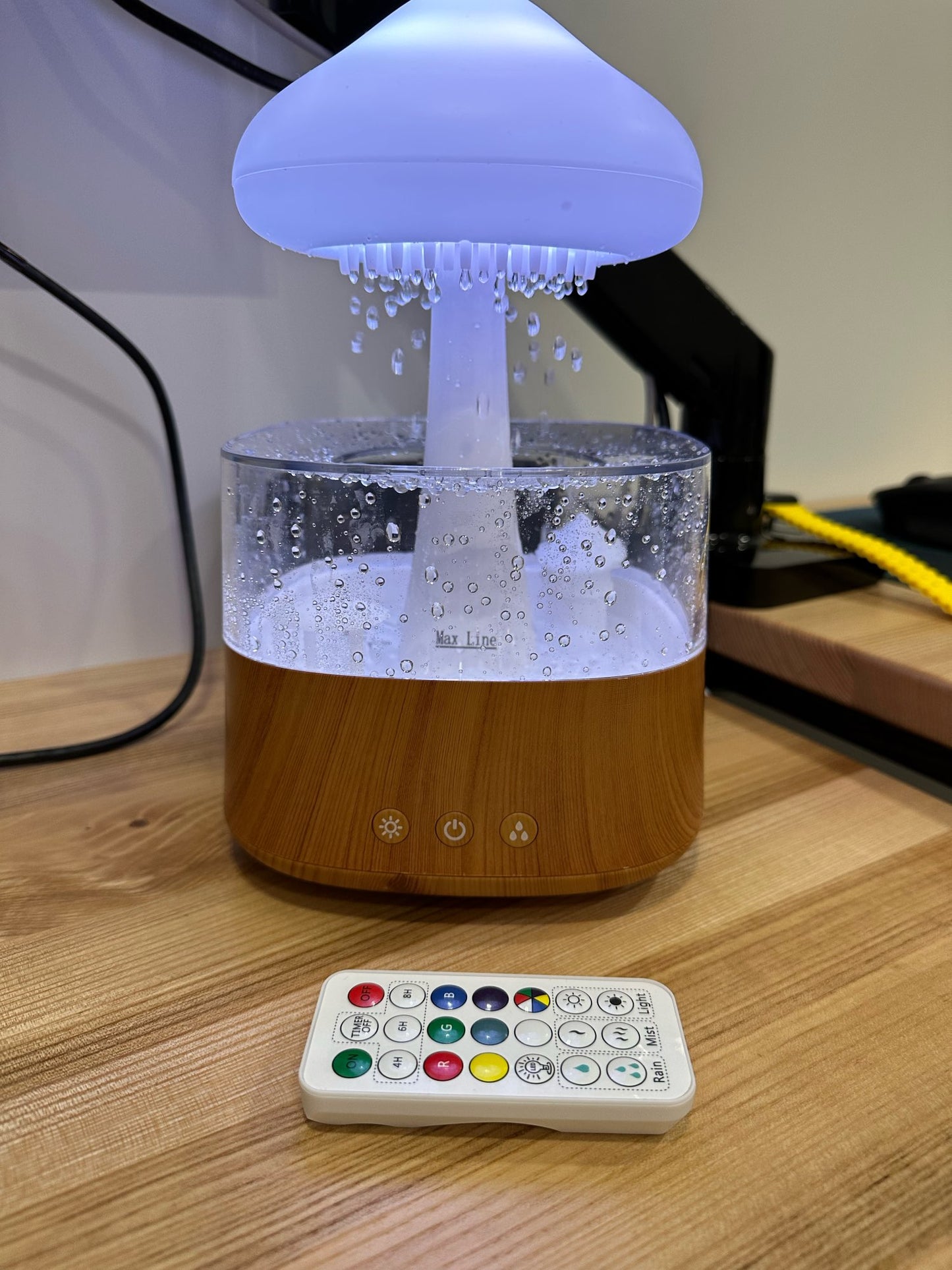 Mushroom Rain Cloud Aroma Diffuser Air Humidifier Night Light With RC