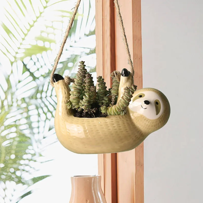 Sloth Ceramic Planter