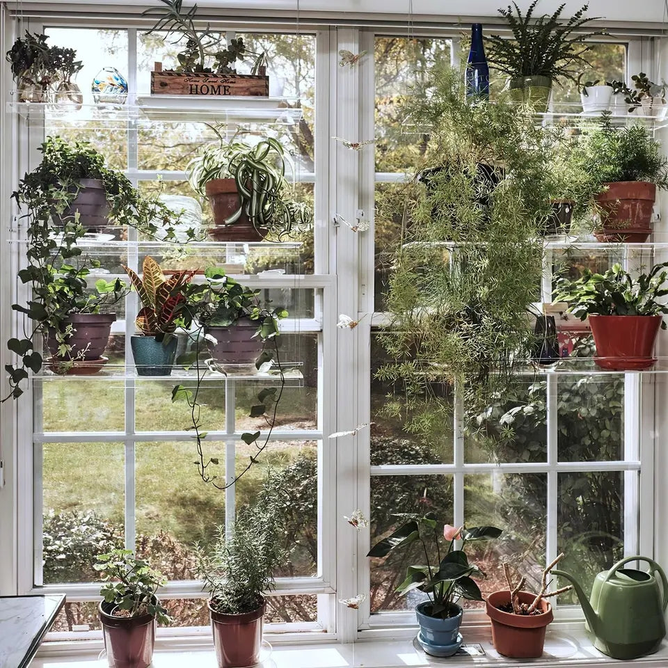 Clear Acrylic Window Plant Shelves