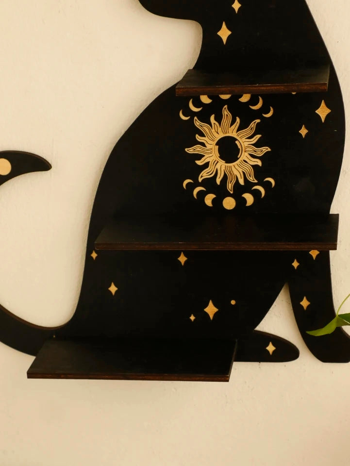 Black Cat Wooden Shelf