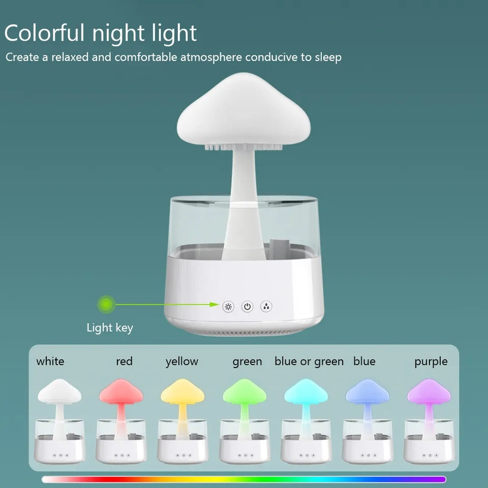 Mushroom Rain Cloud Aroma Diffuser Air Humidifier Night Light With RC