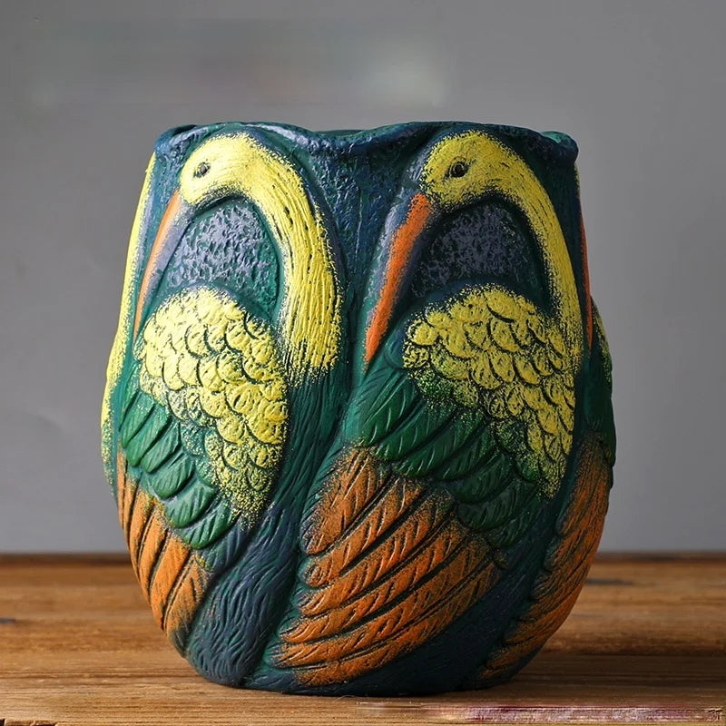 Bird / Butterfly Ceramic Pot