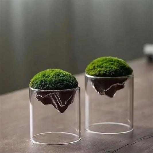 Mountain Shaped Moss Glass Vase