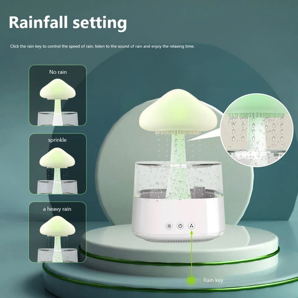 Mushroom Rain Cloud Aroma Diffuser Air Humidifier Night Light With RC