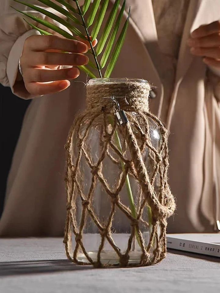 Rustic Woven Rope Glass Jars