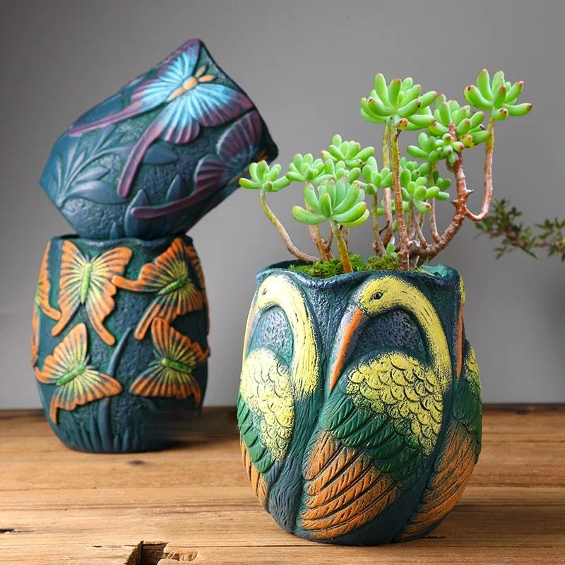 Bird / Butterfly Ceramic Pot