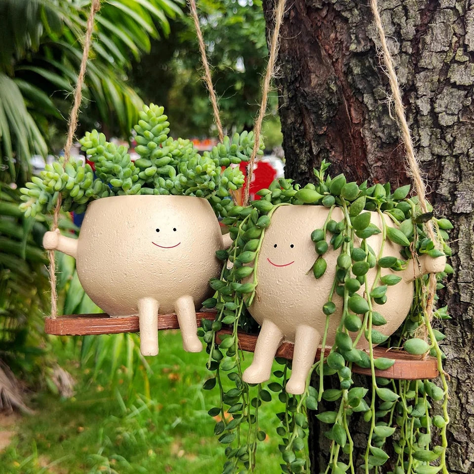 Swinging Smiling Face Mini Planter