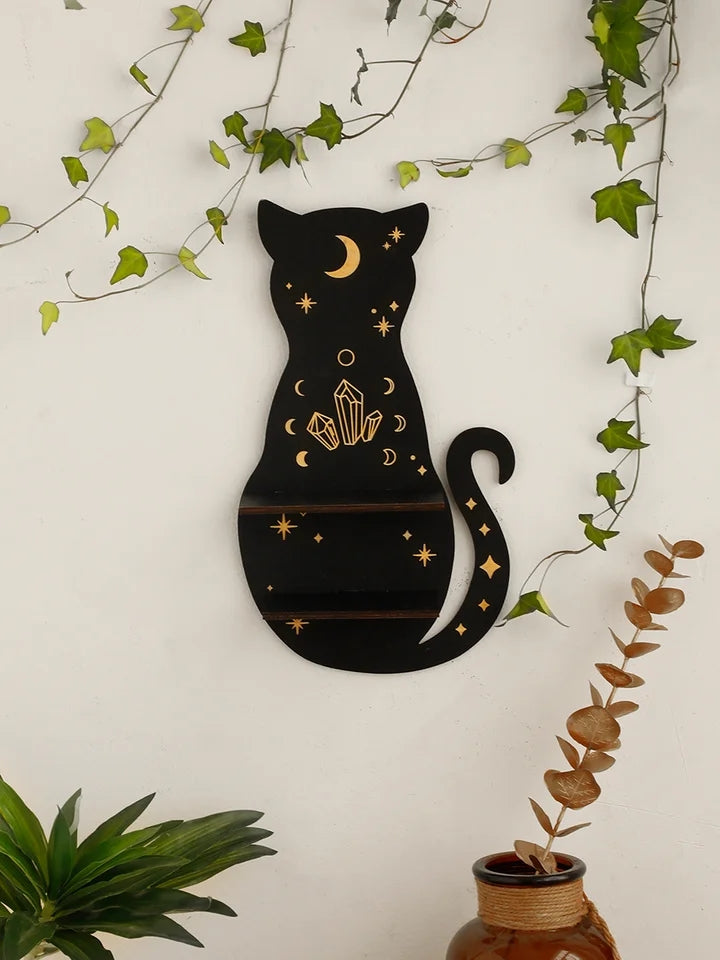 Black Cat Wooden Shelf