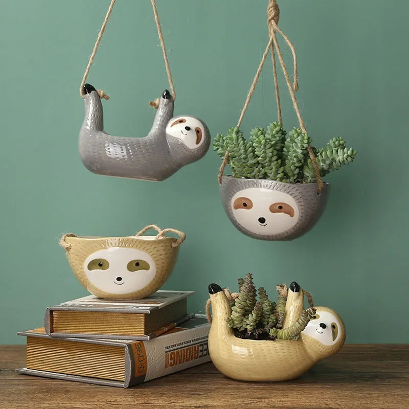 Sloth Ceramic Planter