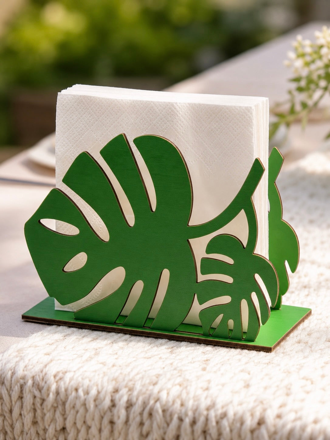Monstera Wooden Napkin Holder