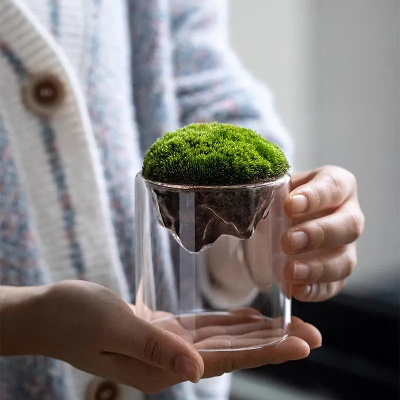 Mountain Shaped Moss Glass Vase