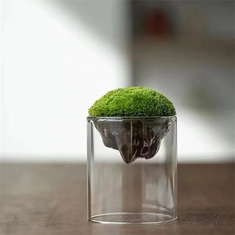 Mountain Shaped Moss Glass Vase