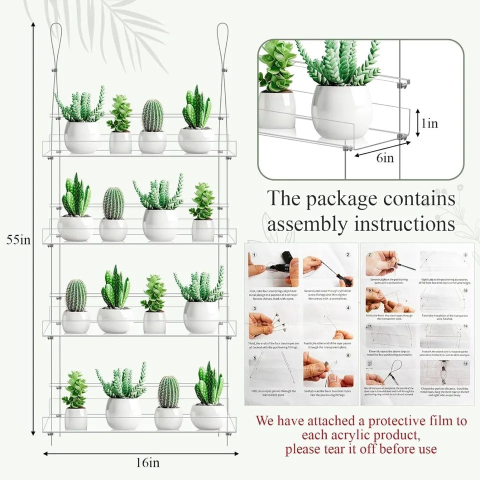 Clear Acrylic Window Plant Shelves (set of 2)