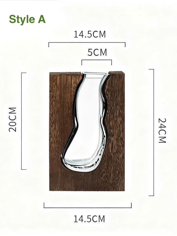 Wooden Frame Glass Propagation Vase
