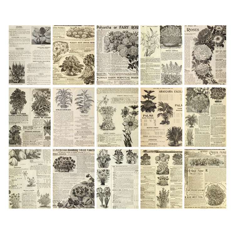 Retro Vintage Botanical Paper Set (30 sheets)