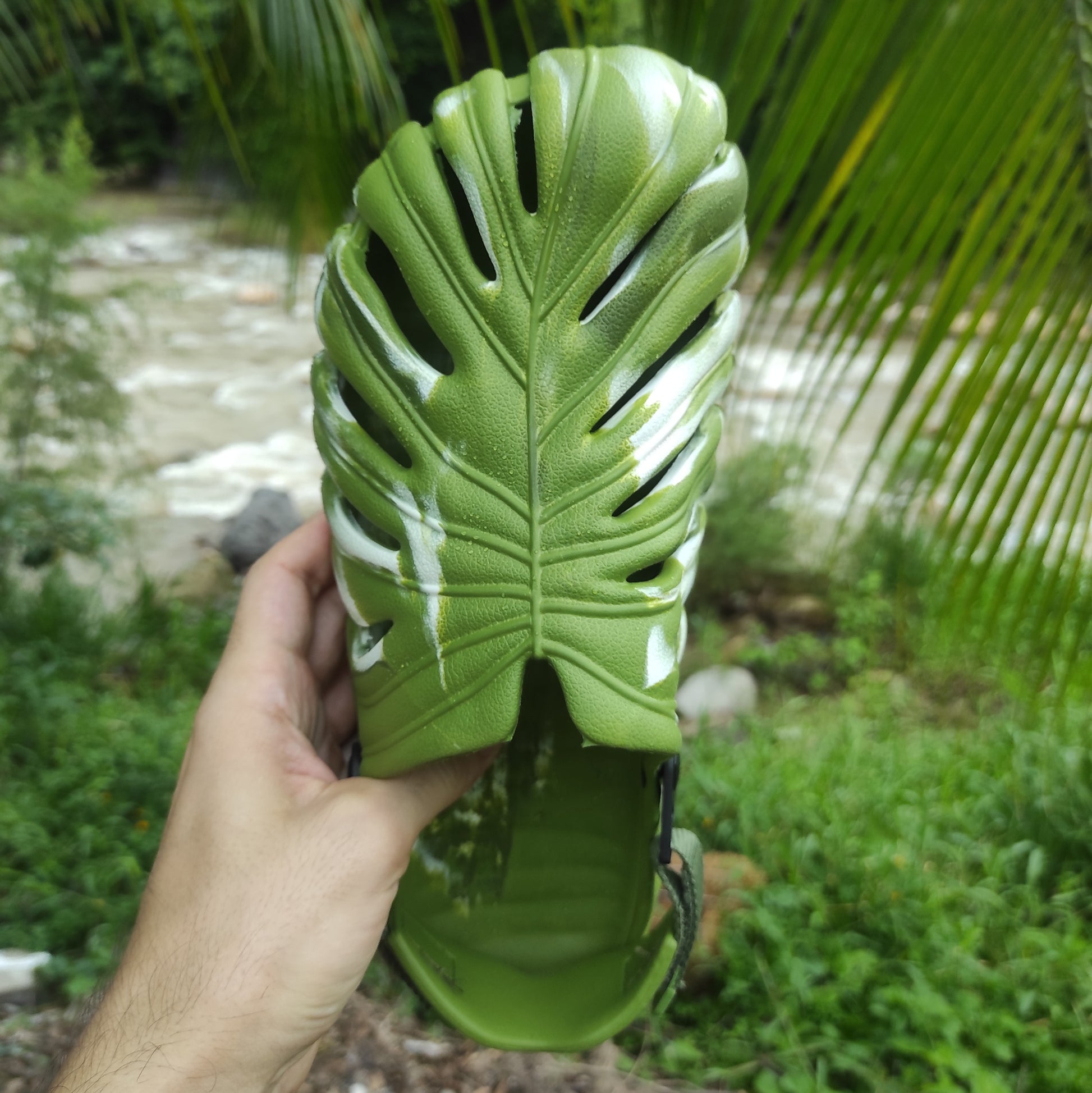 unsent studio monstera mules Variegated Monstera Shoes – Happyplanthome