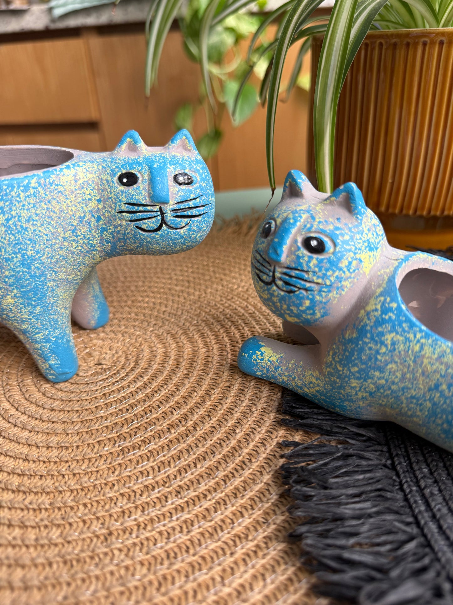 Blue Kitty Ceramic Pots