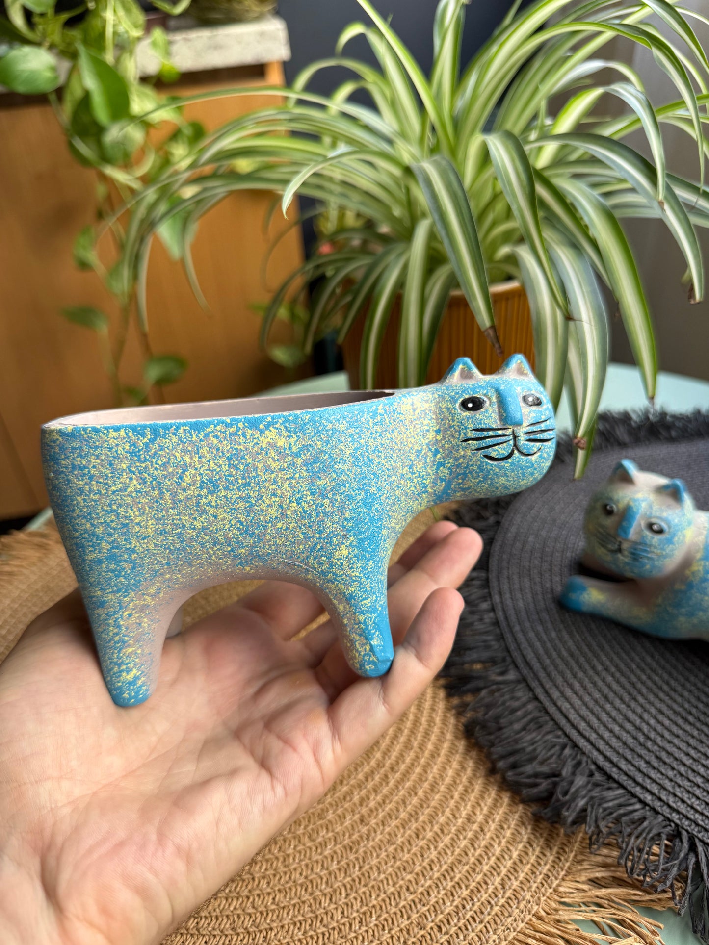 Blue Kitty Ceramic Pots
