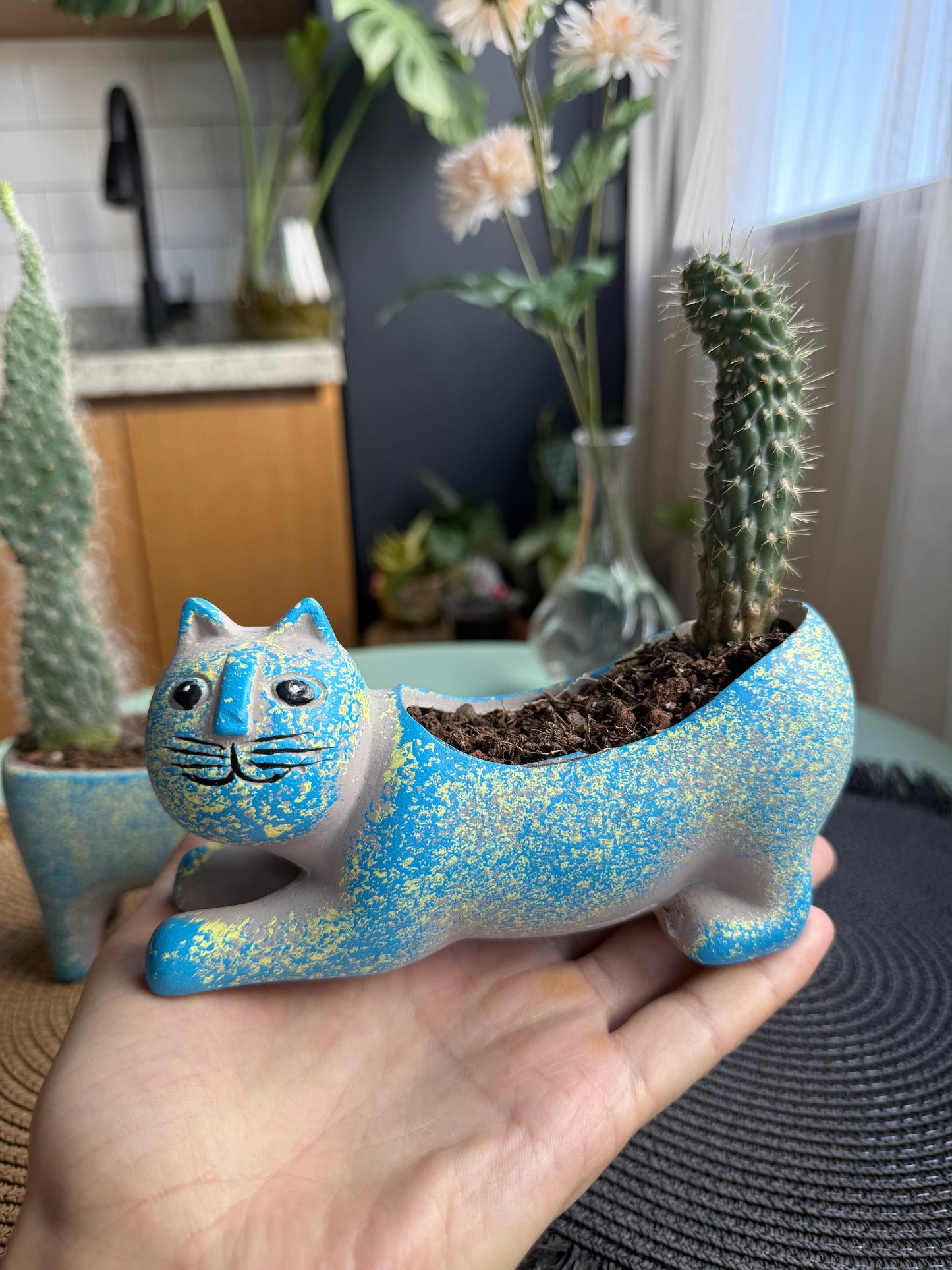 Blue Kitty Ceramic Pots
