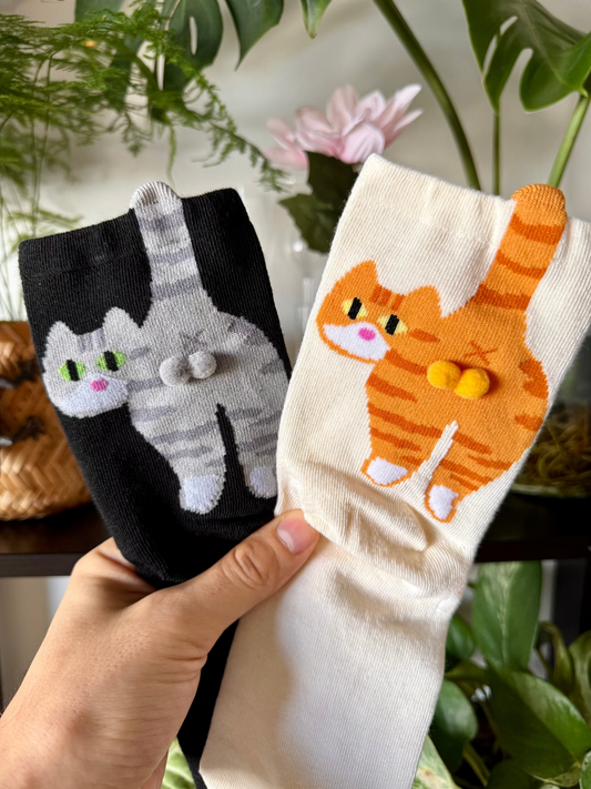 3D Pom-Pom Kitty Socks (2 Pairs)🐱