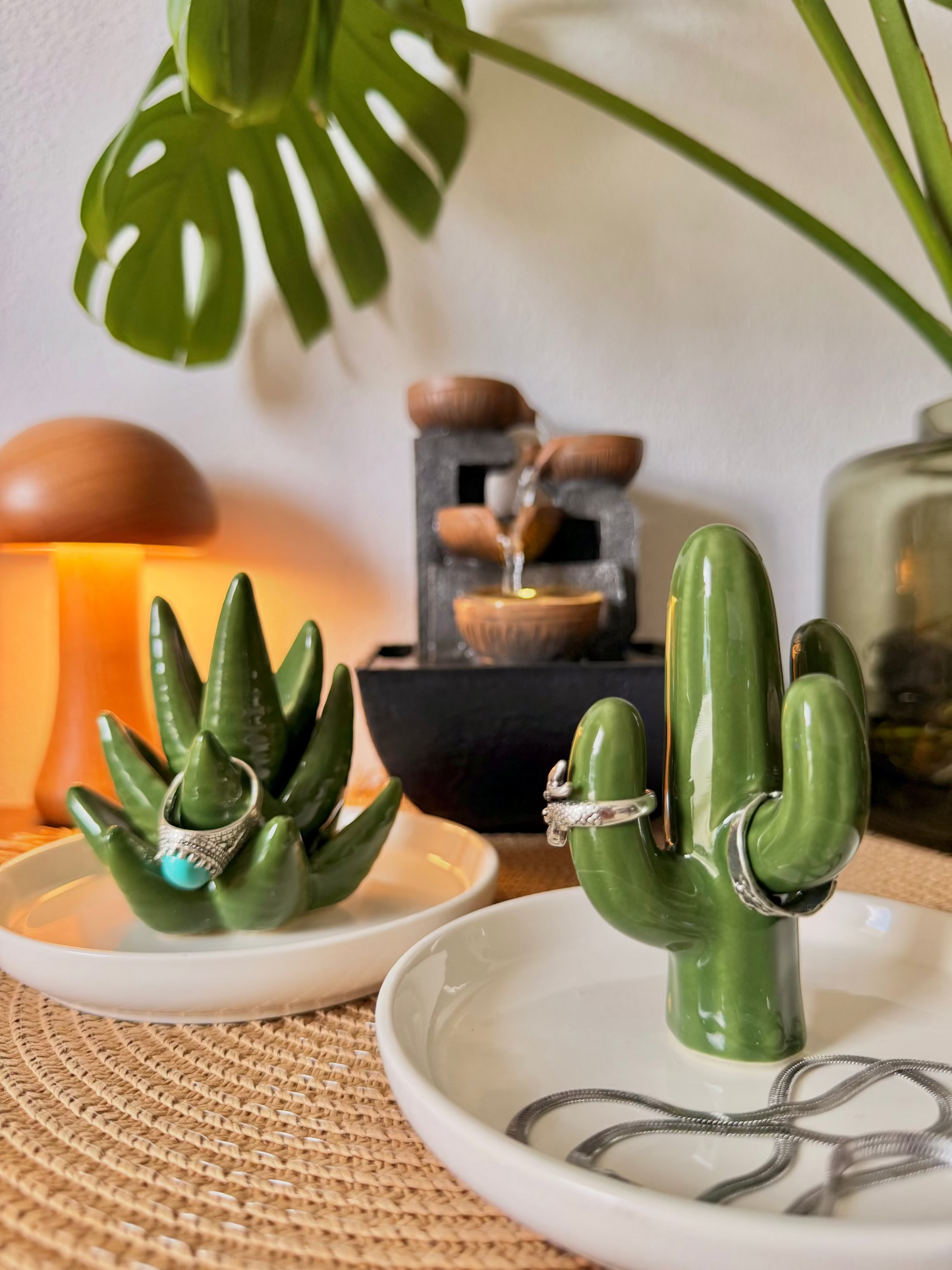 Ceramic Cactus & Aloe Vera Ring Holders