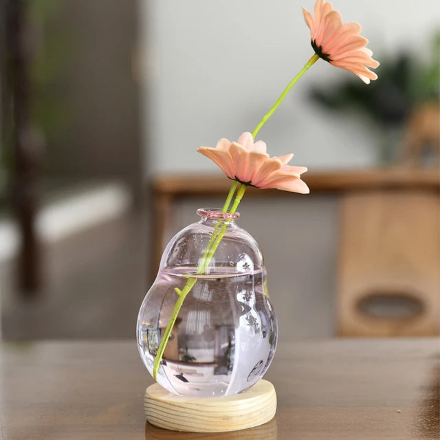 Rotating Propagation Vase With Wooden Base